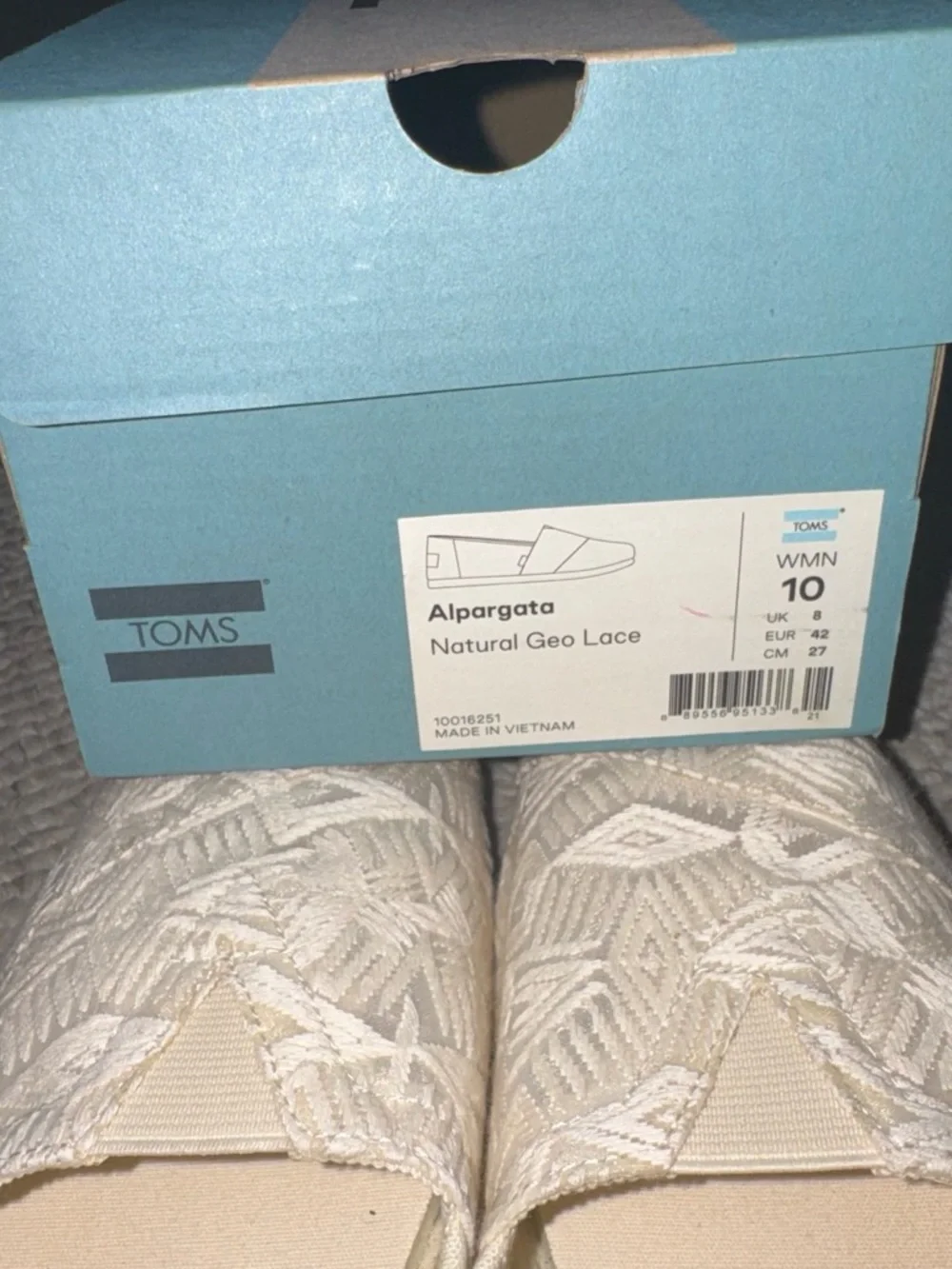 TOMS Women's Natural Geo Lace Classic Alpargata Slip-On